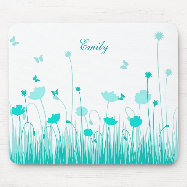 Turquoise poppies mousepad (Front)