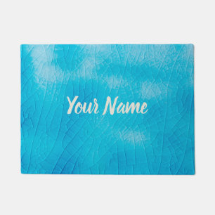 Turquoise porcelain craquelure with cracks glaze doormat