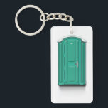 Turquoise Portable Toilet Key Ring<br><div class="desc">Illustrated image of a turquoise coloured portable bathroom.  WC is for water closet.</div>
