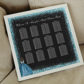 Turquoise Princess Quinceanera Seating Chart Photo Print
