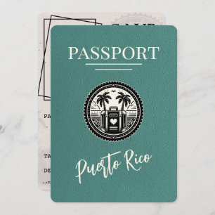 Turquoise Puerto Rico Passport Save The Date