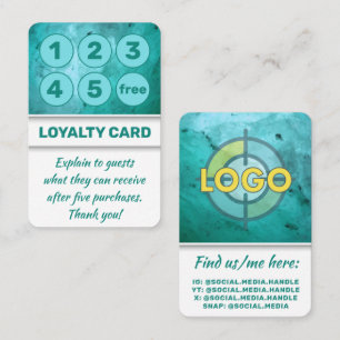 Turquoise Punch Cards for Salons Spas Massage 