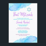Turquoise Purple Bat Mitzvah Invitation<br><div class="desc">Purple Turquoise Bat Mitzvah</div>