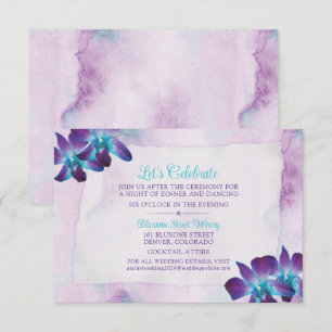 Turquoise Purple Blue Dendrobium Orchid Wedding Enclosure Card