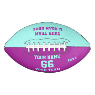 Turquoise Purple Football with Name, Number, Team American Football