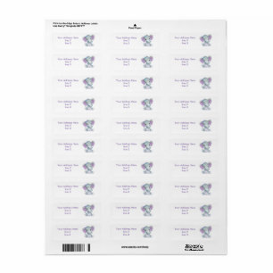 Turquoise Purple Grey Girl Elephant Address Labels