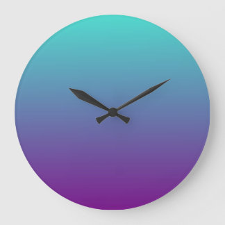 Turquoise Purple Ombre Large Clock