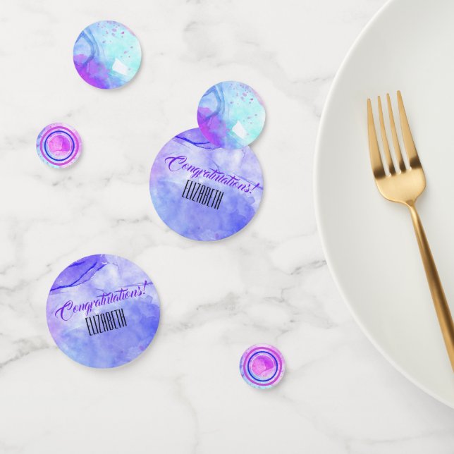 Turquoise, Purple, Pink Pastel Watercolor Abstract Confetti (Group)