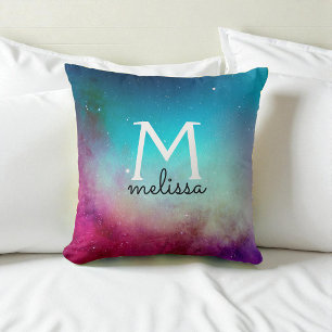 Turquoise Purple Pink Teal Galaxy Space Cushion