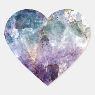 Turquoise & Purple Quartz Crystal Heart Sticker