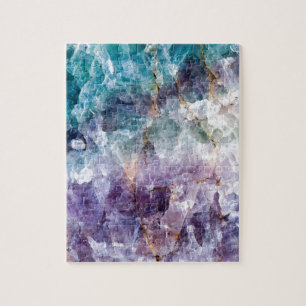 Turquoise & Purple Quartz Crystal Jigsaw Puzzle