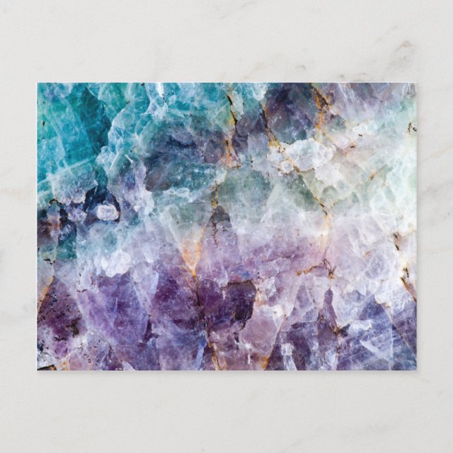 Turquoise & Purple Quartz Crystal Postcard (Front)
