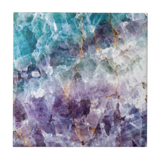 Turquoise & Purple Quartz Crystal Tile