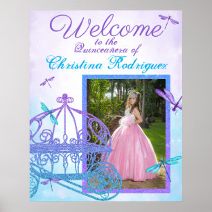 Turquoise & Purple Quinceañera Welcome Sign