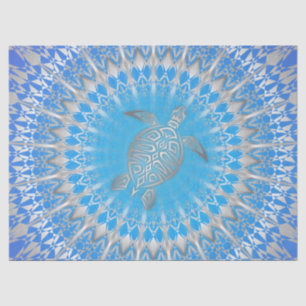 Turquoise Purple Silver Turtle Mandala Tissue Paper