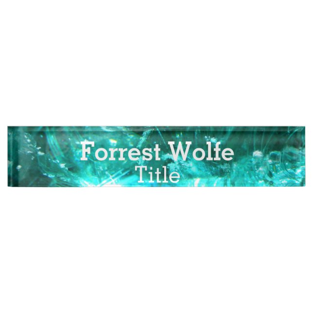 Turquoise quartz mineral nature crystal nameplate (Front)