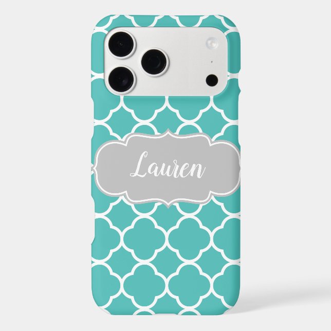 Turquoise Quatrefoil Custom Name (Back)