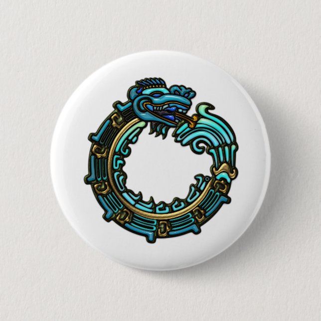 Turquoise Quetzalcoatl 6 Cm Round Badge (Front)