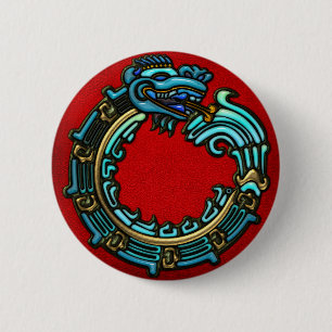 Turquoise Quetzalcoatl 6 Cm Round Badge