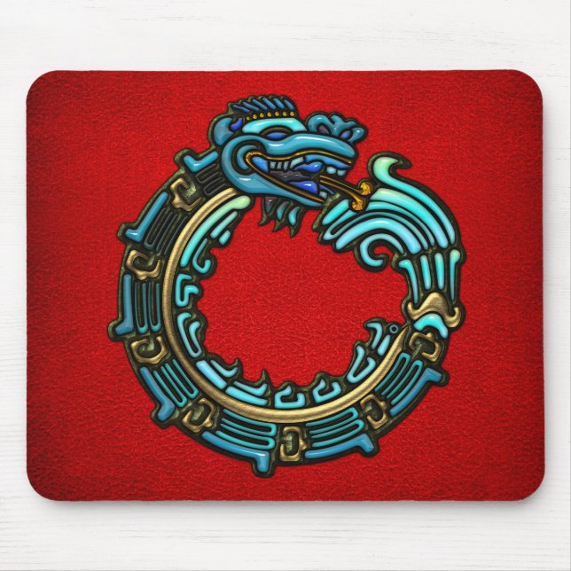 Turquoise Quetzalcoatl Mouse Mat (Front)