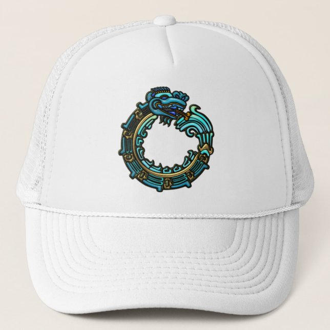 Turquoise Quetzalcoatl Trucker Hat (Front)