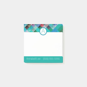 Turquoise Quilty Post-it Notes