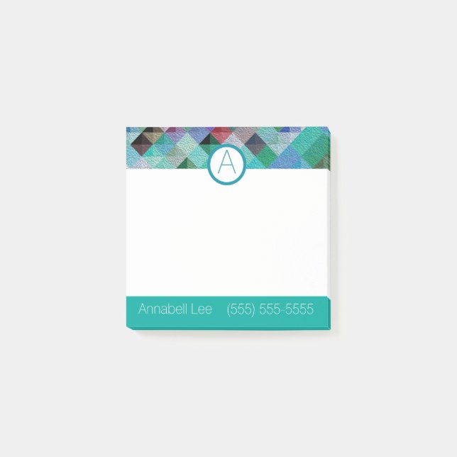 Turquoise Quilty Post-it Notes (Front)