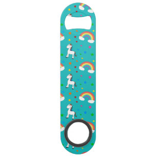 Turquoise rainbow unicorn hearts stars pattern
