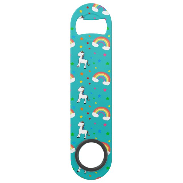 Turquoise rainbow unicorn hearts stars pattern (Front)