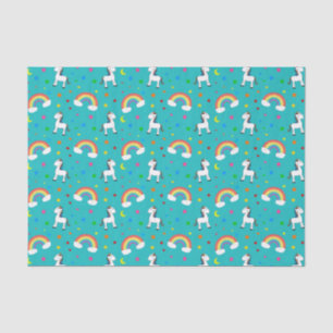 Turquoise rainbow unicorn hearts stars pattern tissue paper