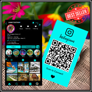 Turquoise Realtor Agent Instagram QR Business Card