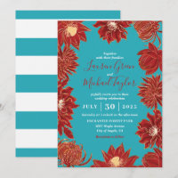 Turquoise Red Flower Oriental Floral Wedding