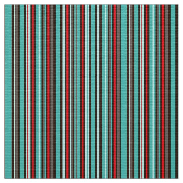 Turquoise Red Stripe Coordinate for Starburst Fabric (Swatch)