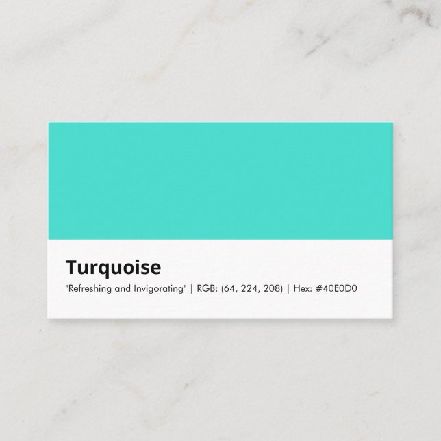 Turquoise | "Refreshing and Invigorating" | Colour Business Card (Front)