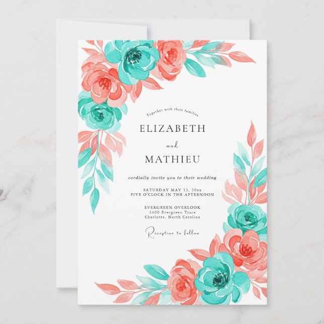 Turquoise Refreshing Summer Wedding Invitation (Front)