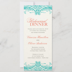 Turquoise Rehearsal Dinner Invitation