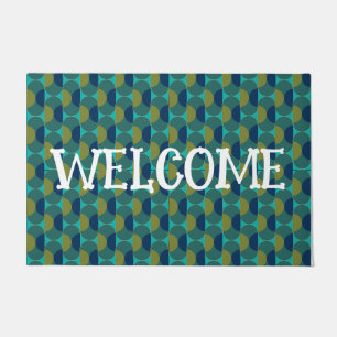 Turquoise Retro Ovals and Semi-Circles Doormat