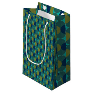 Turquoise Retro Ovals and Semi-Circles Small Gift Bag