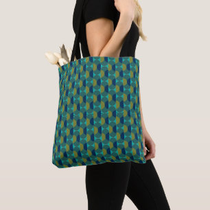Turquoise Retro Ovals and Semi-Circles Tote Bag