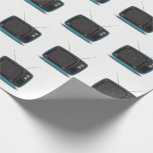 Turquoise Retro TV Wrapping Paper