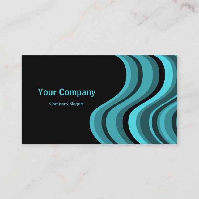 Turquoise Retro Wave Business Card (Front)
