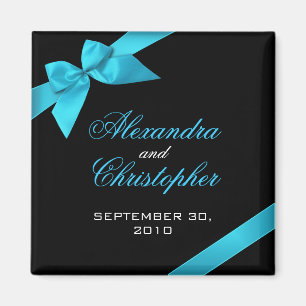 Turquoise Ribbon Save The Date Wedding Announce Magnet