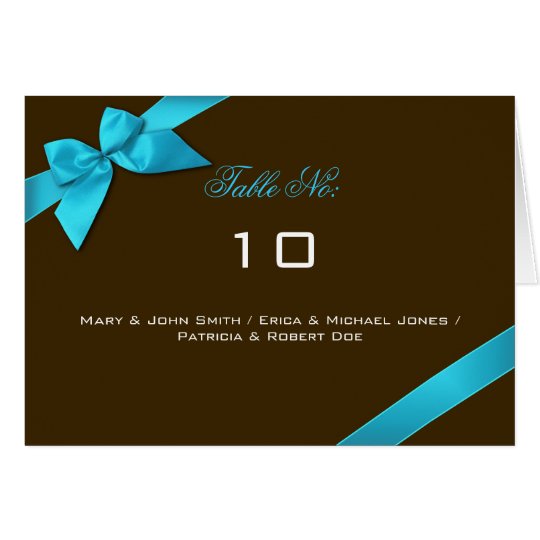 Turquoise Ribbon Table Place Card
