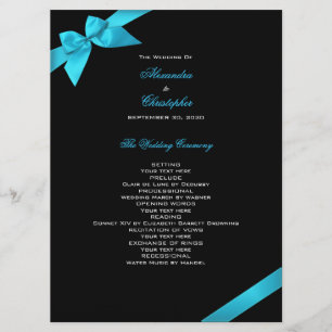 Turquoise Ribbon Wedding Program Programme