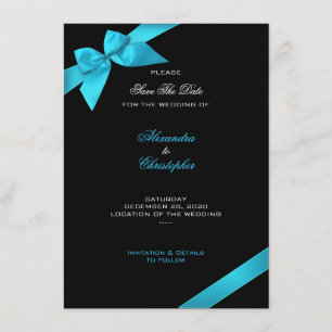 Turquoise Ribbon Wedding Save The Date 2