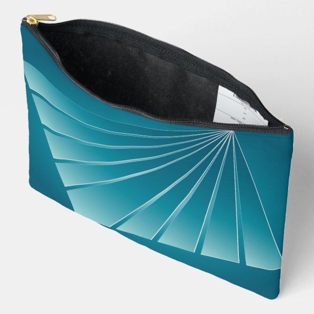 Turquoise ribbons accessory pouch (Open)