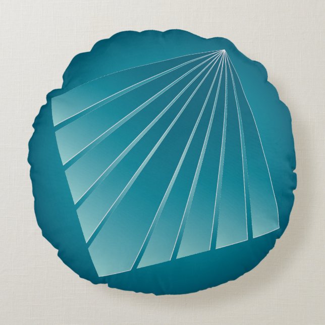 Turquoise ribbons round cushion (Front)