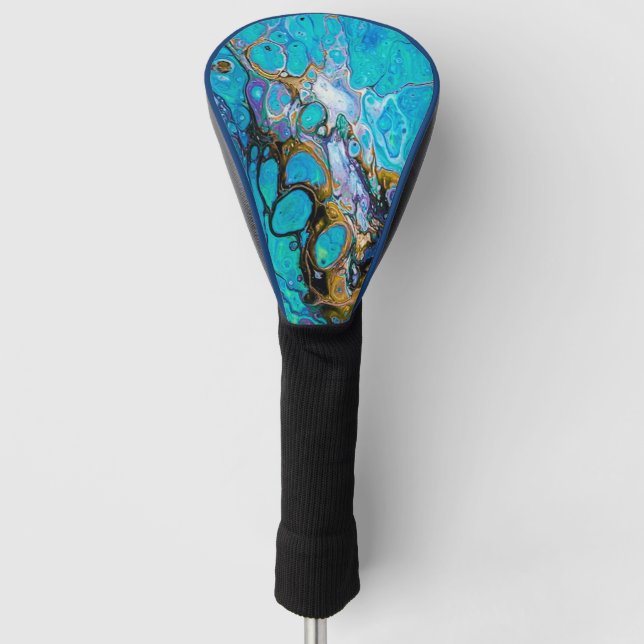 Turquoise River water and stones abstract art Golf Head Cover (Front)