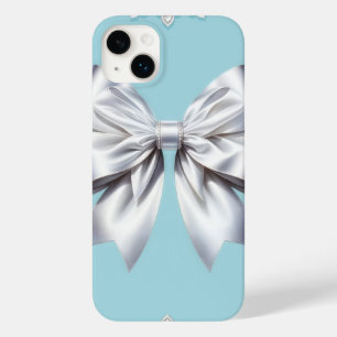 Turquoise Robin's Egg Blue Big White Bow Bridal  Case-Mate iPhone 14 Plus Case