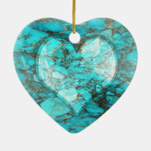 Turquoise Rock Heart Ceramic Tree Decoration